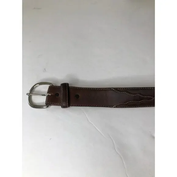 Silver Creek Collection Leather Belt Western Brown Cowboy Rodeo Made in USA - Picture 3 of 10
